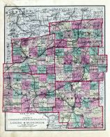 Ohio County Map - Coshocton, Holmes, Knox, Licking, Muskingum, Fayette County 1875